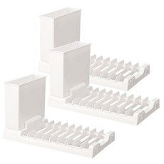 MONACO OLIVE 餐具筒一體式碗盤瀝水架, 白色, 3個, 1層