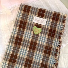 先染水洗格紋布料, 1個, 棕色