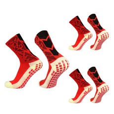 KUMIHANDS 防滑足球運動襪, 紅黑色, 3套