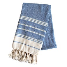 Boorepick 多用途大流蘇棉質沙灘巾 180 x 100cm, 海軍藍, 1個