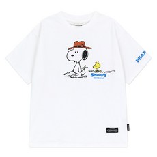 Jelistudio 兒童款花生史努比與Woodstock釣魚短袖T恤