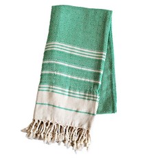 Boorepick 多用途大流蘇棉質沙灘巾 180 x 100cm, 綠色, 1個