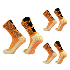 쿠미핸즈 미끄럼방지 축구 스포츠 양말, 오렌지블랙, 3세트