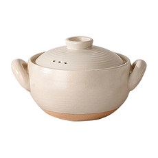 ONE TWO POT 萬土燒 日式燉煮砂鍋/多功能陶鍋/湯鍋，2000ml，米白色，適用於烤箱/微波爐/直火/電陶爐/電磁爐IH爐, 20cm, 1個