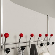 Mondspot 世紀中期 鍍鉻 免打孔 縫隙 纖薄 門後掛鉤 衣架掛鉤 12個 YY57557, 黑紅色, 1個