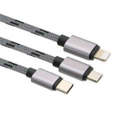 컴스 USB 3.1 타입-멀티단자 스마트폰 3 in 1 멀티 충전 케이블 ID123, Silver, 1개