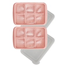 Jeepsaram 副食品6格冰磚盒, 粉紅色, 2個, 335ml