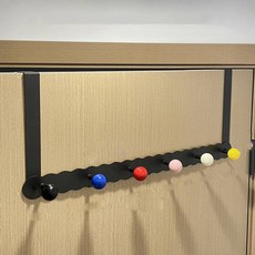 몬드스팟 알록달록 튼튼한 무타공 틈새 도어훅 옷걸이 훅 6개 YY57554, 블랙, 1개