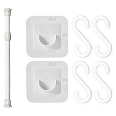 World Clean 伸縮桿 + U型支撐架 2入 + S型掛鉤 套組, 白色