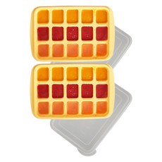 Jeepsaram 副食品15格冰磚盒, 黃色, 2個, 230ml