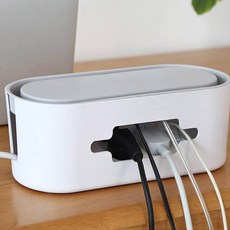 MONACO OLIVE 現代風延長線收納盒, 1個, 白色(主體) + 灰色(蓋子)