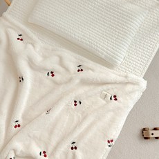 my little daisy 幼兒款刺繡超細纖維被子毛毯, 天然象牙櫻桃刺繡