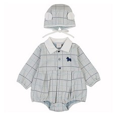 ETTOI 兒童款禮物用Claude格紋連身衣組+購物袋