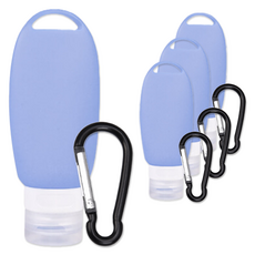 Living Heaven 旅行用分裝瓶 90ml x 4入 + 掛勾 4入組, 1套, 藍色