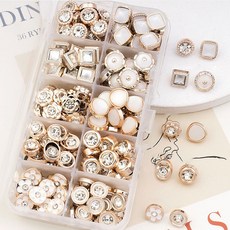 Khohimo 高級鈕扣 服裝副料 10種 x 100入組 4W495, 1套, 水鑽