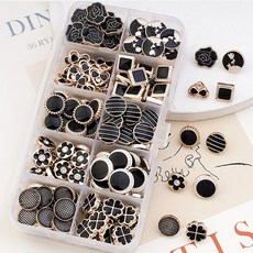 Khohimo 高級鈕扣 服裝副料 10種 x 100入組 4W495, 1套, 黑色