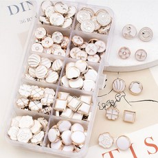 Khohimo 高級鈕扣 服裝副料 10種 x 100入組 4W495, 1套, 白色