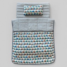 FRAMBOISE 兒童Leto蓬鬆感午睡棉被薄墊枕頭組, 藍灰色