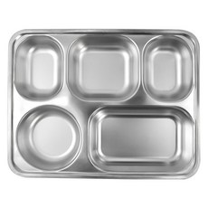 kitchen U 深款5格不鏽鋼餐盤, 1個, 銀色