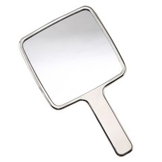 Gold Pang 便攜式公主方形大手持鏡, 銀色, 1個