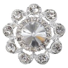 Kumi Hands 水鑽花朵鈕扣 29mm D款, 銀色, 5個