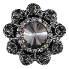 Kumi Hands 水鑽花朵鈕扣 29mm D款, 黑色, 5個