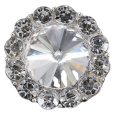 Kumi Hands鑲鑽花朵鈕扣 A, 5個, 銀