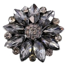 KUMI HANDS 方晶花朵鈕扣 29mm 組合 B, 5個, 灰色