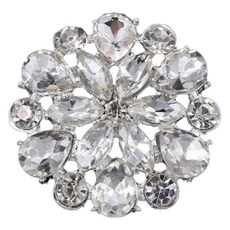 Kumi Hands 水鑽花朵鈕扣 29mm C, 銀色, 5個