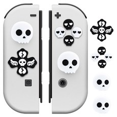 HOHOO 任天堂 Switch / Switch OLED Joy-Con 搖桿帽 + 按鍵蓋組合, 1套, 單一商品, 骷髏