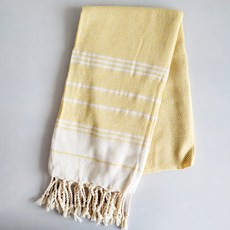 Boorepick 多用途大流蘇棉質沙灘巾 180 x 100cm, 黃色, 1個