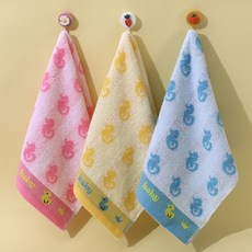 Boorepick Petit Duck 可愛手巾3件組, 1套, 粉紅色, 黃色, 藍色