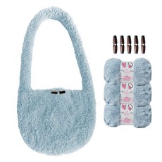 yarna 하이바니 몽실백 DIY 패키지 하이바니 털실 3p + 우드 토글 떡볶이 단추 5p + 인쇄도안 세트, 13 스카이(털실), 1세트