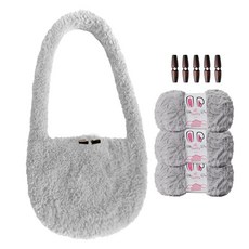 yarna 하이바니 몽실백 DIY 패키지 하이바니 털실 3p + 우드 토글 떡볶이 단추 5p + 인쇄도안 세트, 34 그레이(털실), 1세트