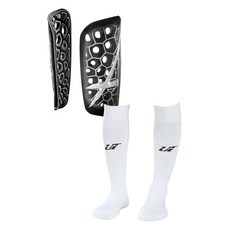 昂德特克 Hermoso 輕量護脛 UTF001 2入 + Active Cool 足球襪 UT603 套組, 1套, 黑色(護脛), 白色(襪子)