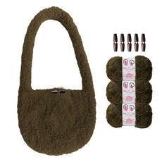 yarna 하이바니 몽실백 DIY 패키지 하이바니 털실 3p + 우드 토글 떡볶이 단추 5p + 인쇄도안 세트, 28 카키(털실), 1세트