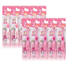 페리오 유아용 산리오 마이멜로디 2단계 5세 이하 칫솔, 흰색 + 핑크색, 10개, 1세트