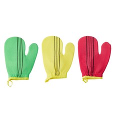 comet Home 搓澡手套, 綠色，黃色，紅色, 1組, 3個裝
