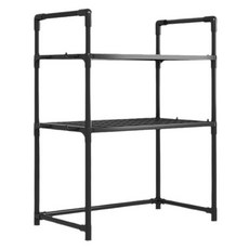 三層簡易微波爐收納架 廚具整理架, 黑色, 1個