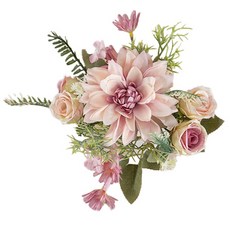 조화 홈플로우 홈 장식 웨딩 부케 믹스 달리아 꽃다발, 퍼플, 1개