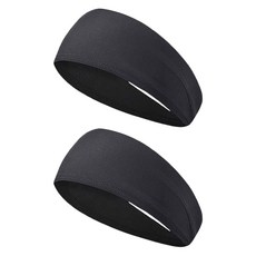 Itgom 寬版彈力運動髮帶 頭巾, 黑色, 2個