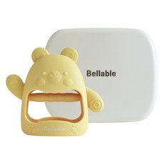 Bellable 矽膠Gomi手套嬰兒固齒器組, 1套, 固齒器 + 收納盒, 黃色