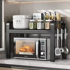 微波爐收納掛架多用途整理架, 黑色, 1個