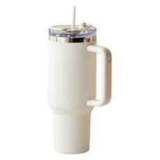 Modern House TO GO 大容量雙向蓋保溫杯 + 吸管組, 奶油色, 1.2L, 1個