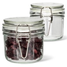 미르코리아 투명패킹 슬림 원통형 밀폐 유리병, 200ml, 2개