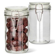 미르코리아 투명패킹 슬림 원통형 밀폐 유리병, 400ml, 2개