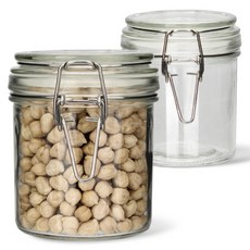 미르코리아 투명패킹 슬림 원통형 밀폐 유리병, 250ml, 2개