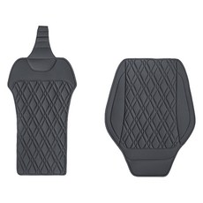 River Fox 車用菱格紋PU皮革坐墊+靠背墊套組, 黑色, 1套