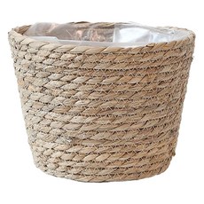 藤編花盆套籃, 1個, 米色