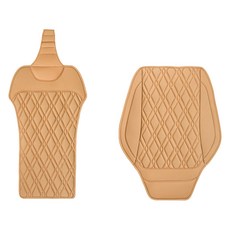 River Fox 車用菱格紋PU皮革坐墊+靠背墊套組, 馬鞍棕, 1套